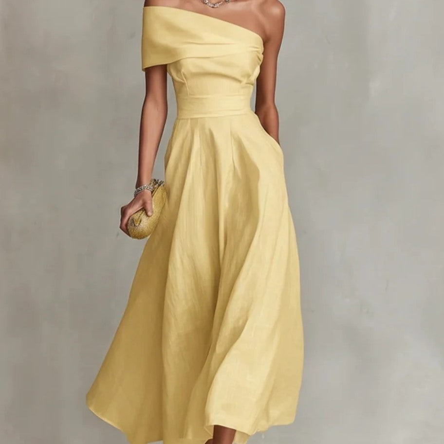 MAXI | Robe une épaule élégance solaire