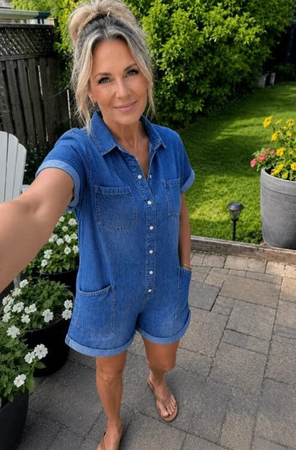 FORA | Combinaison short en jean