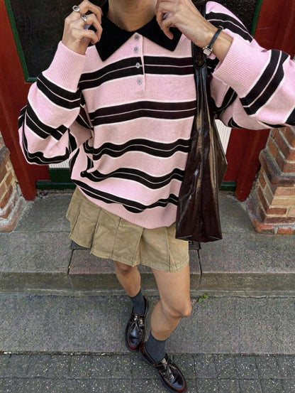 Pull classique en maille - design rayé couleur block