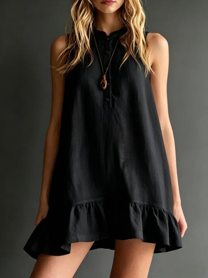 Robe sans manches a volants