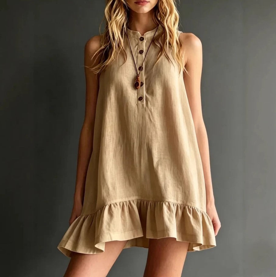 Robe sans manches a volants