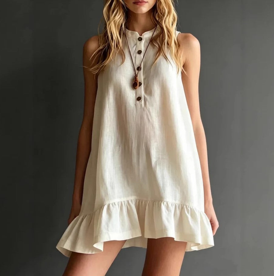 Robe sans manches a volants