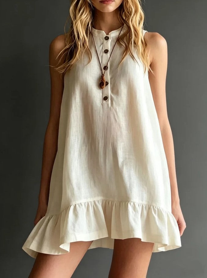 Robe sans manches a volants