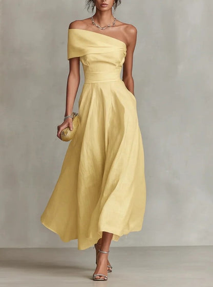 MAXI | Robe une épaule élégance solaire