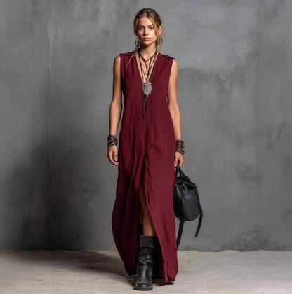 Robe longue en lin élégance minimaliste