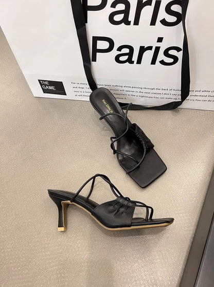 Sandales à Talons Aiguilles, Bout Repliable