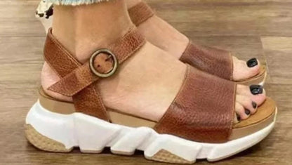 Sandales en cuir synthétique à bout ouvert