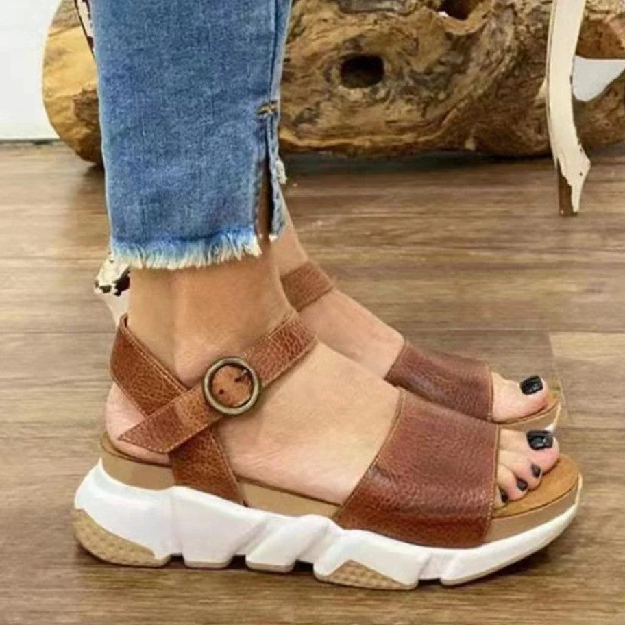 Sandales en cuir synthétique à bout ouvert
